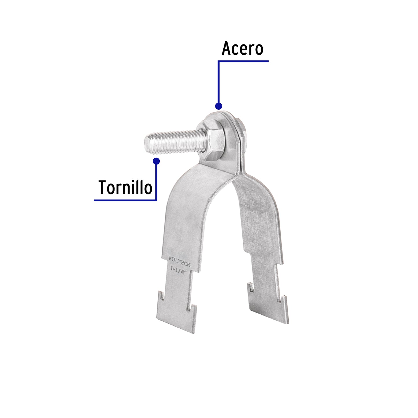 Abrazadera para unicanal de 1 1/4', Volteck