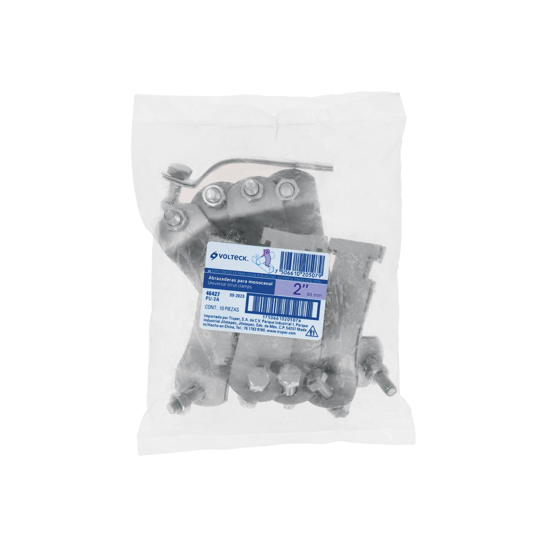 Abrazadera para unicanal de 2', Volteck
