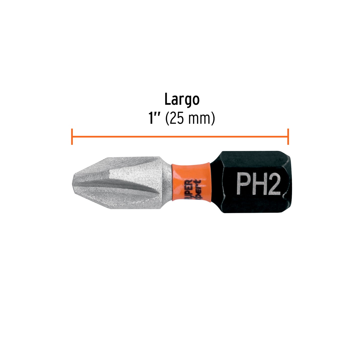 Estuche con 5 puntas de cruz PH2 de impacto largo 1'