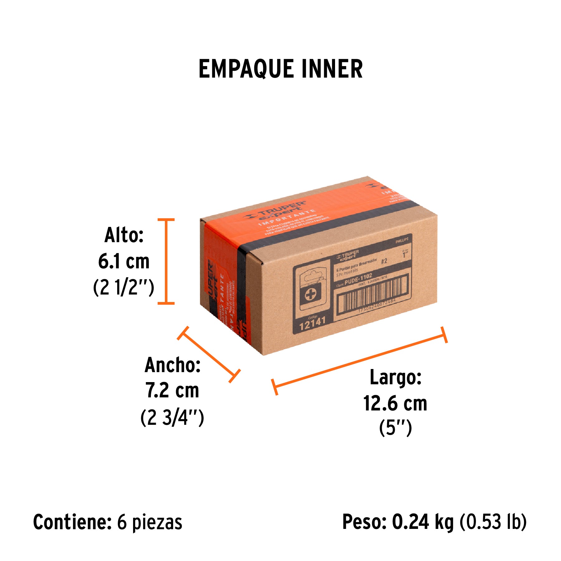 Puntas para desarmador Phillips PH2, 1", 5 piezas