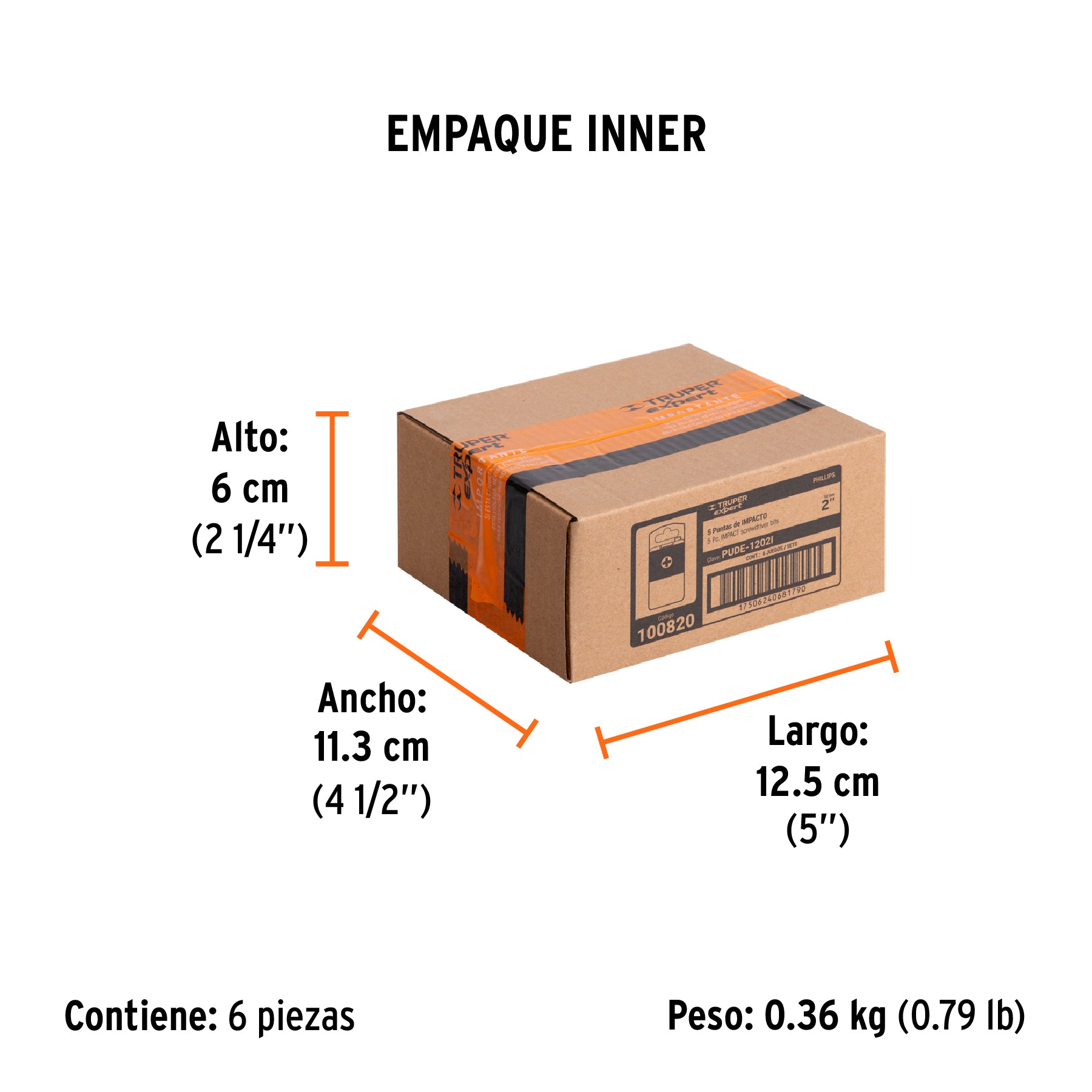 JUEGO DE 5 PUNTAS DE IMPACTO  Phillips PH2 x 2',Truper Expert