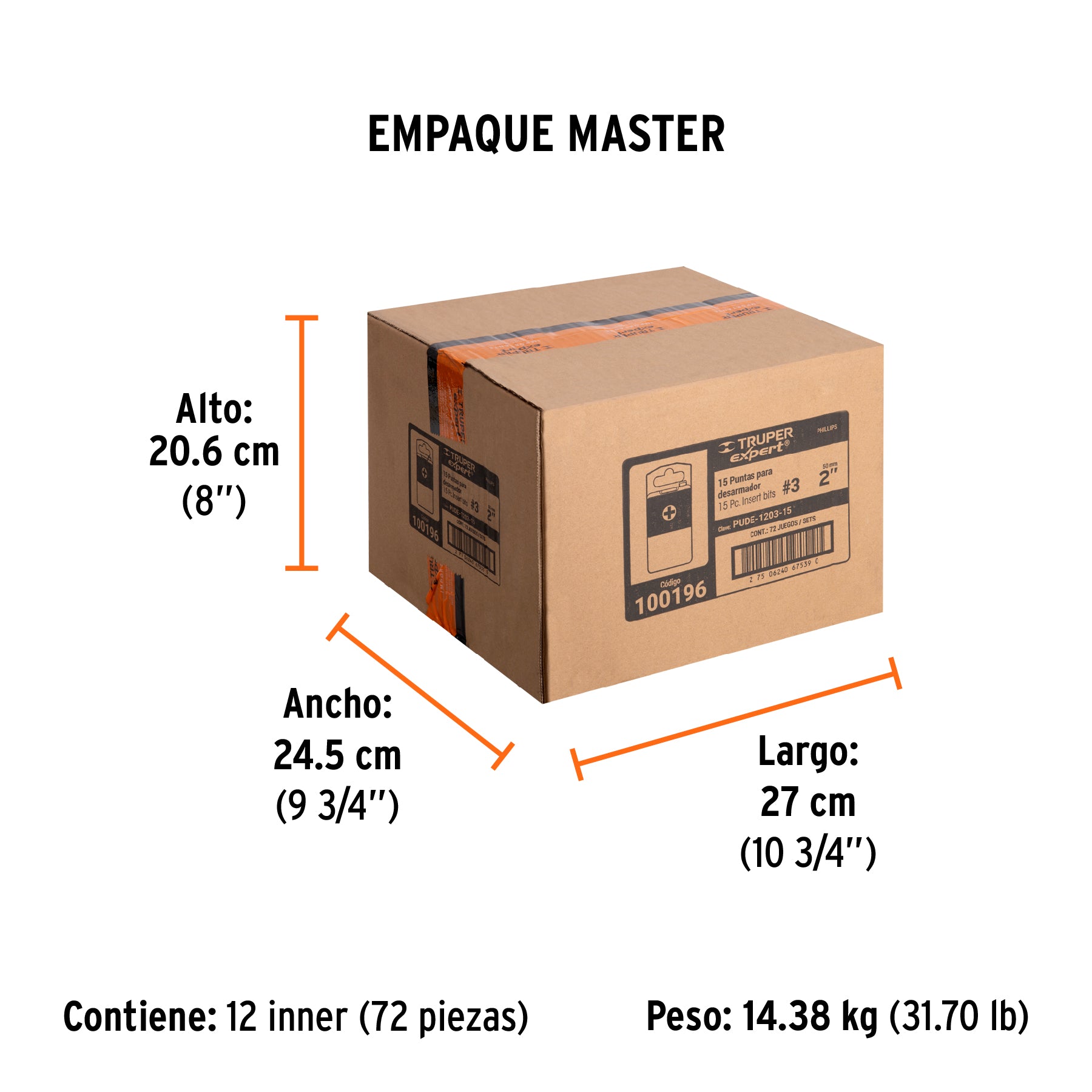 Puntas para desarmador Phillips PH3, 2", 15 piezas