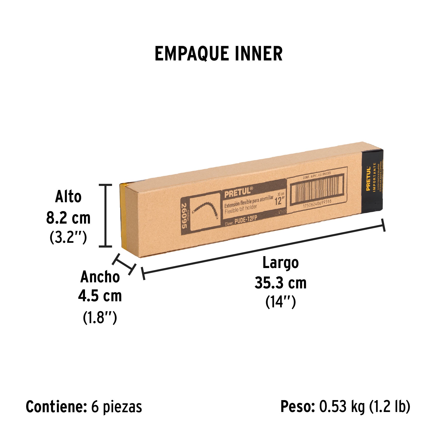 Extensión 12' flexible para atornillar, Pretul