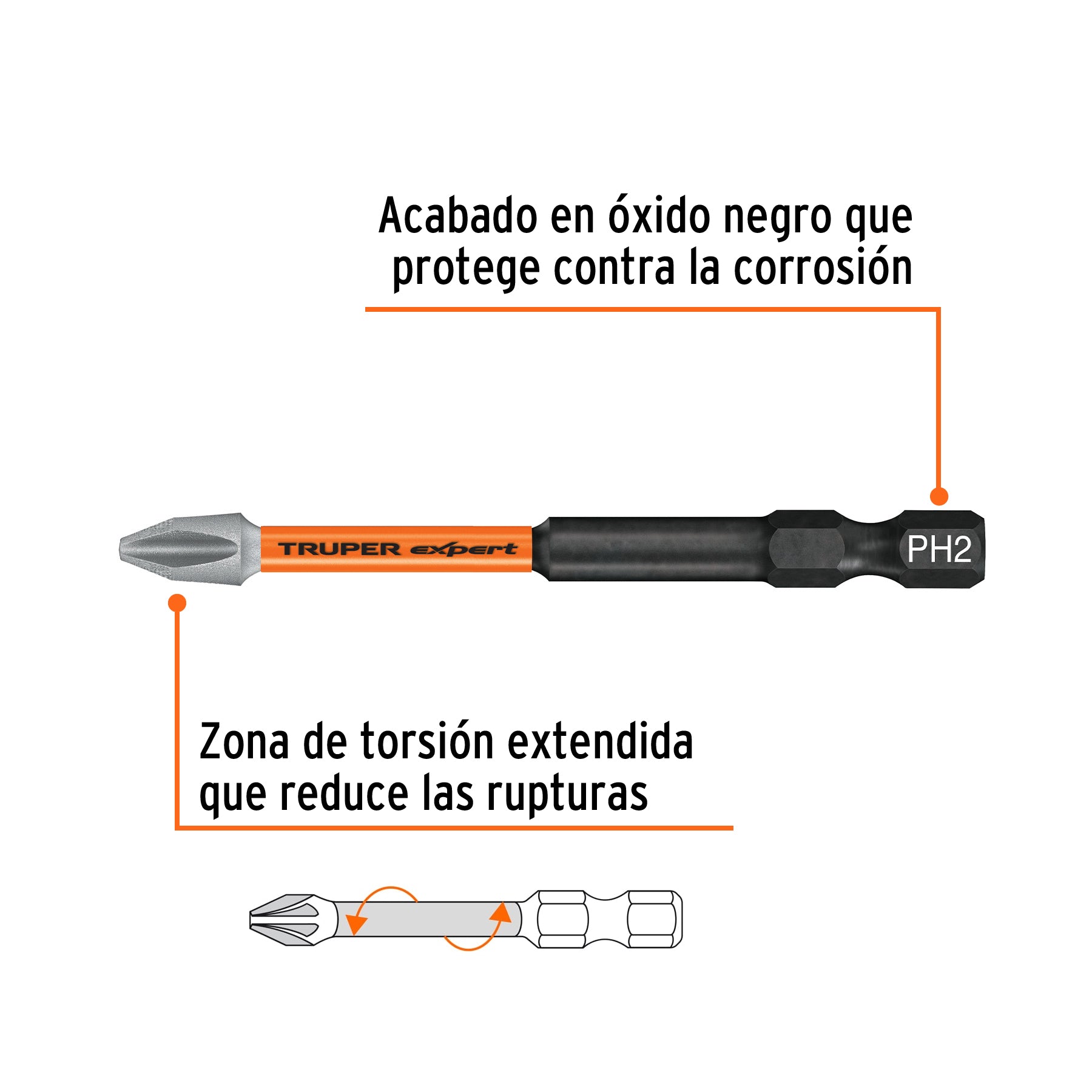 JUEGO DE PUNTAS DE IMPACTO Phillips PH2 x 3',Truper Expert