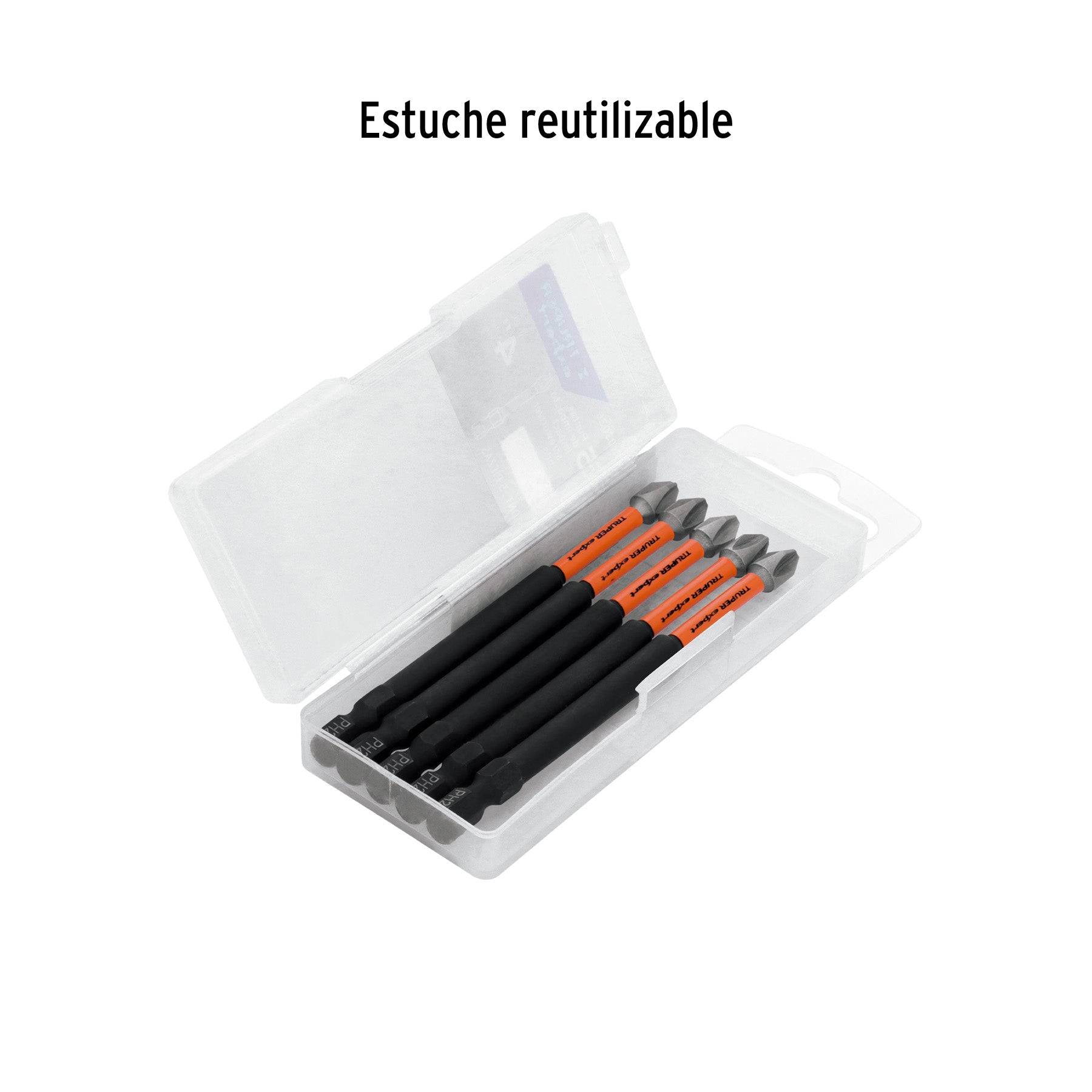 Estuche con 5 puntas de cruz PH2 de impacto largo 4'