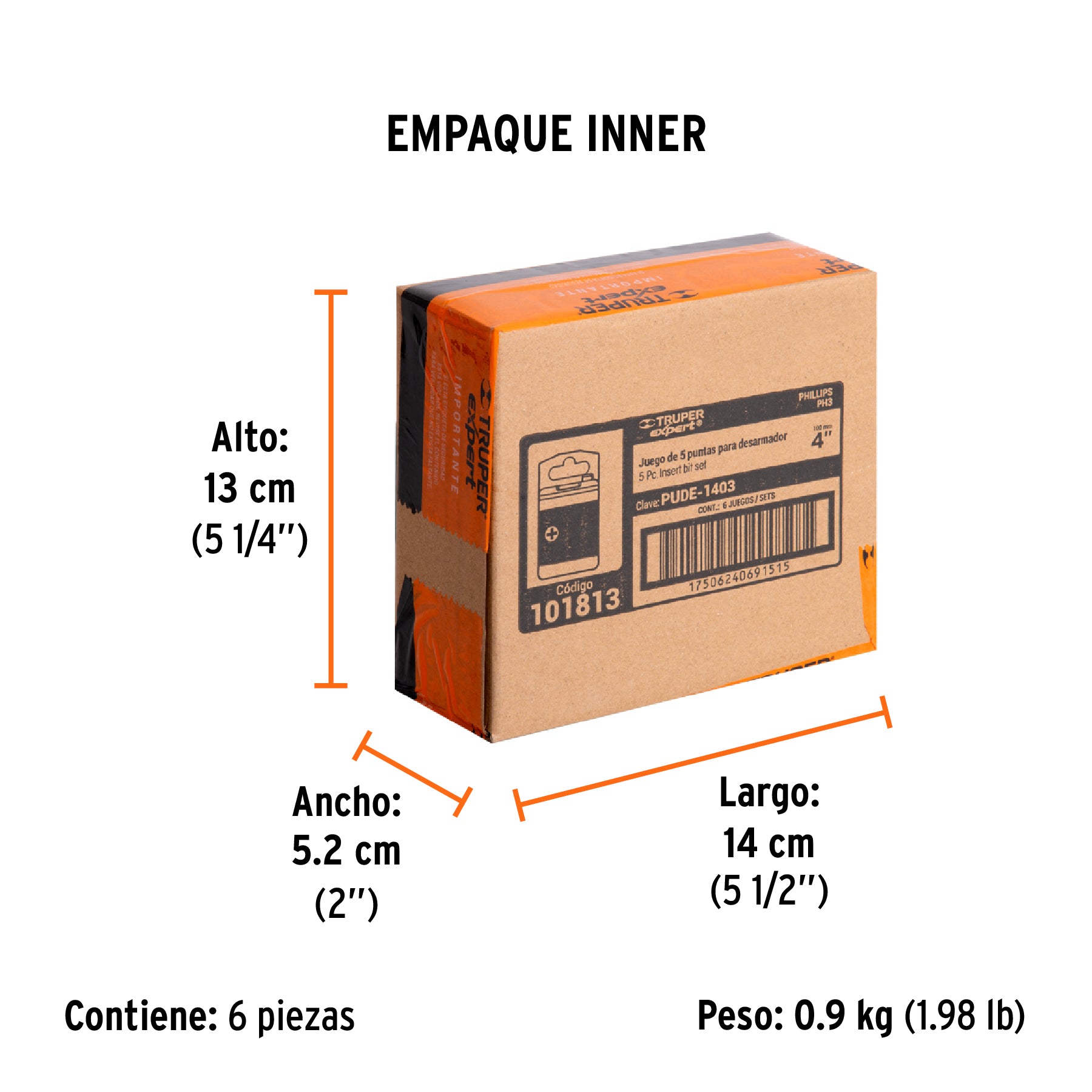 Puntas para desarmador Philips #3 largo 4', 5 pzas, Expert