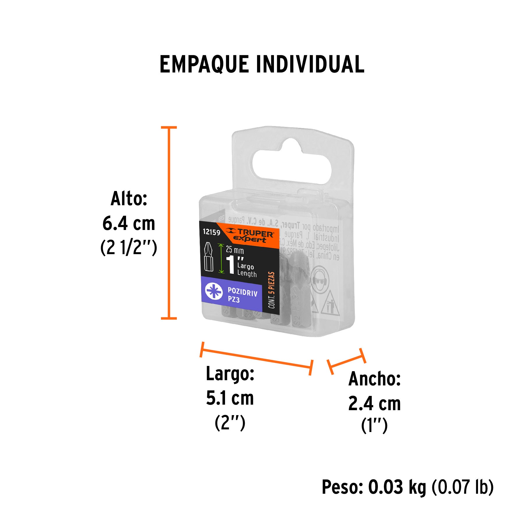 Puntas para desarmador Pozidriv, PZ3, 1", 5 piezas