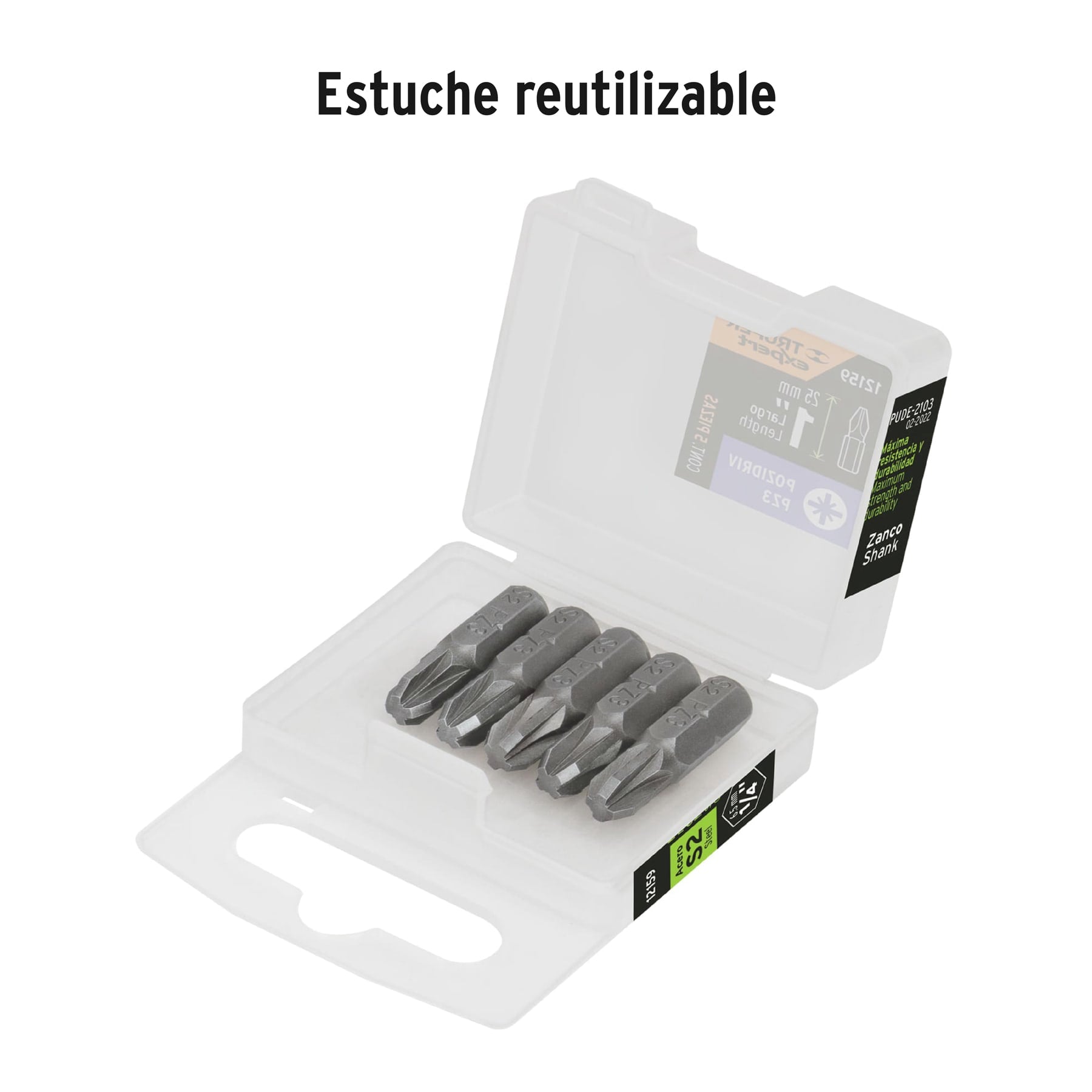 Puntas para desarmador Pozidriv, PZ3, 1", 5 piezas