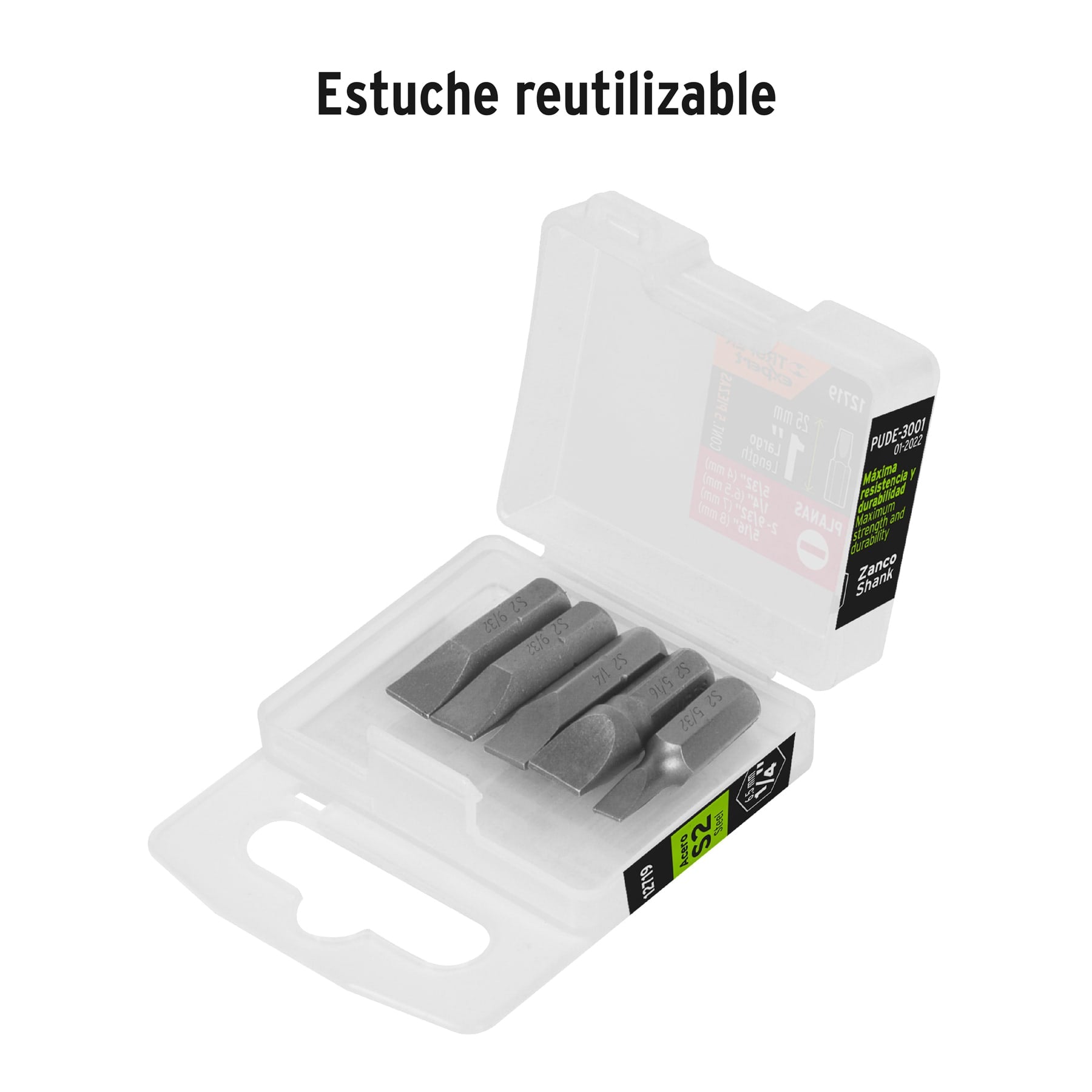 Puntas para desarmador planas combinadas 1", 5 piezas