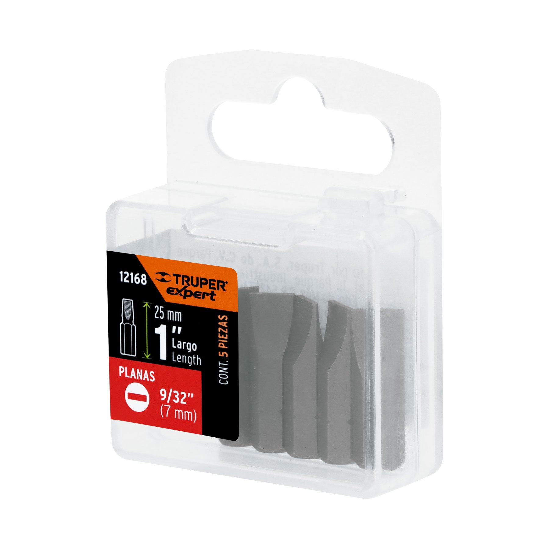 Puntas para desarmador planas, P28, 1", 5 piezas