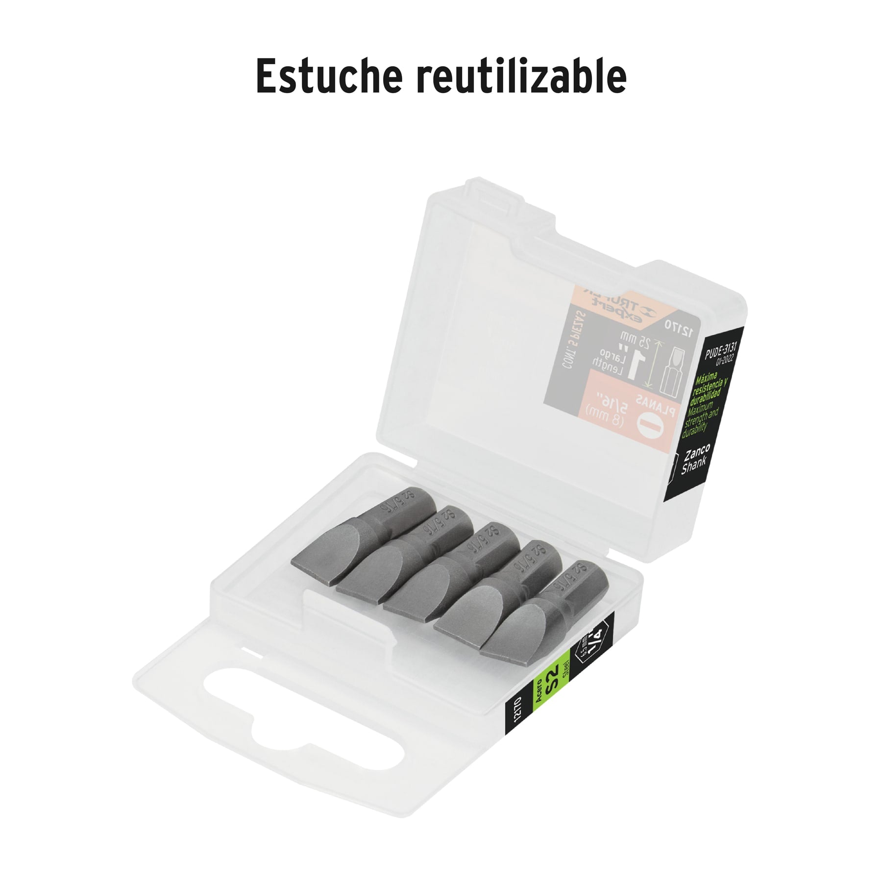 Puntas para desarmador planas, P31, 1", 5 piezas