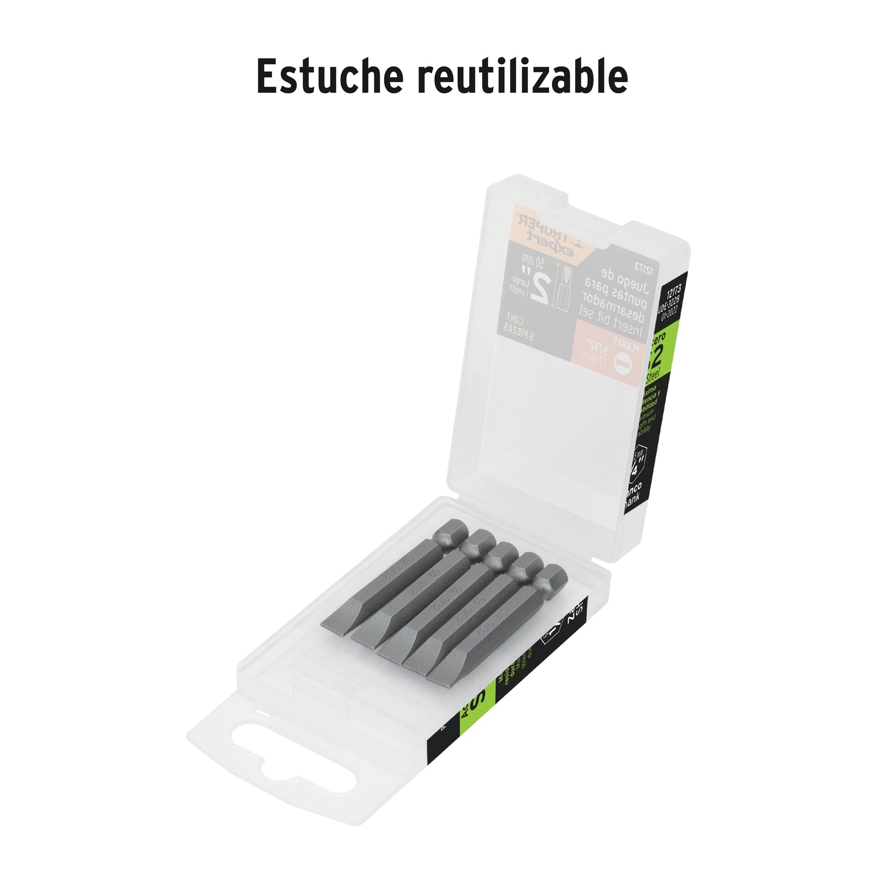 Puntas para desarmador planas, P28, 2", 5 piezas