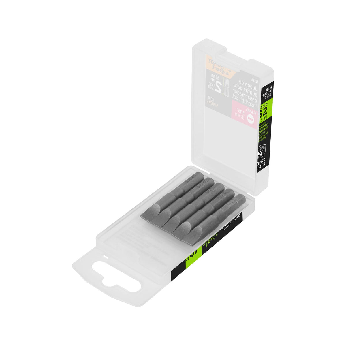 Puntas para desarmador planas, P31, 2", 5 piezas