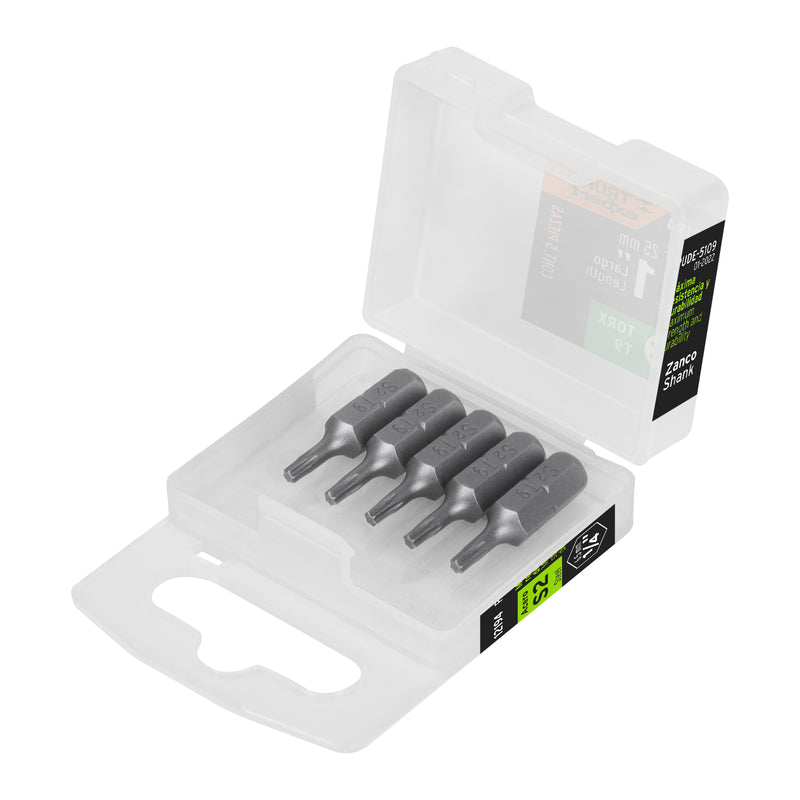Puntas para desarmador Torx T9, 1", 5 piezas