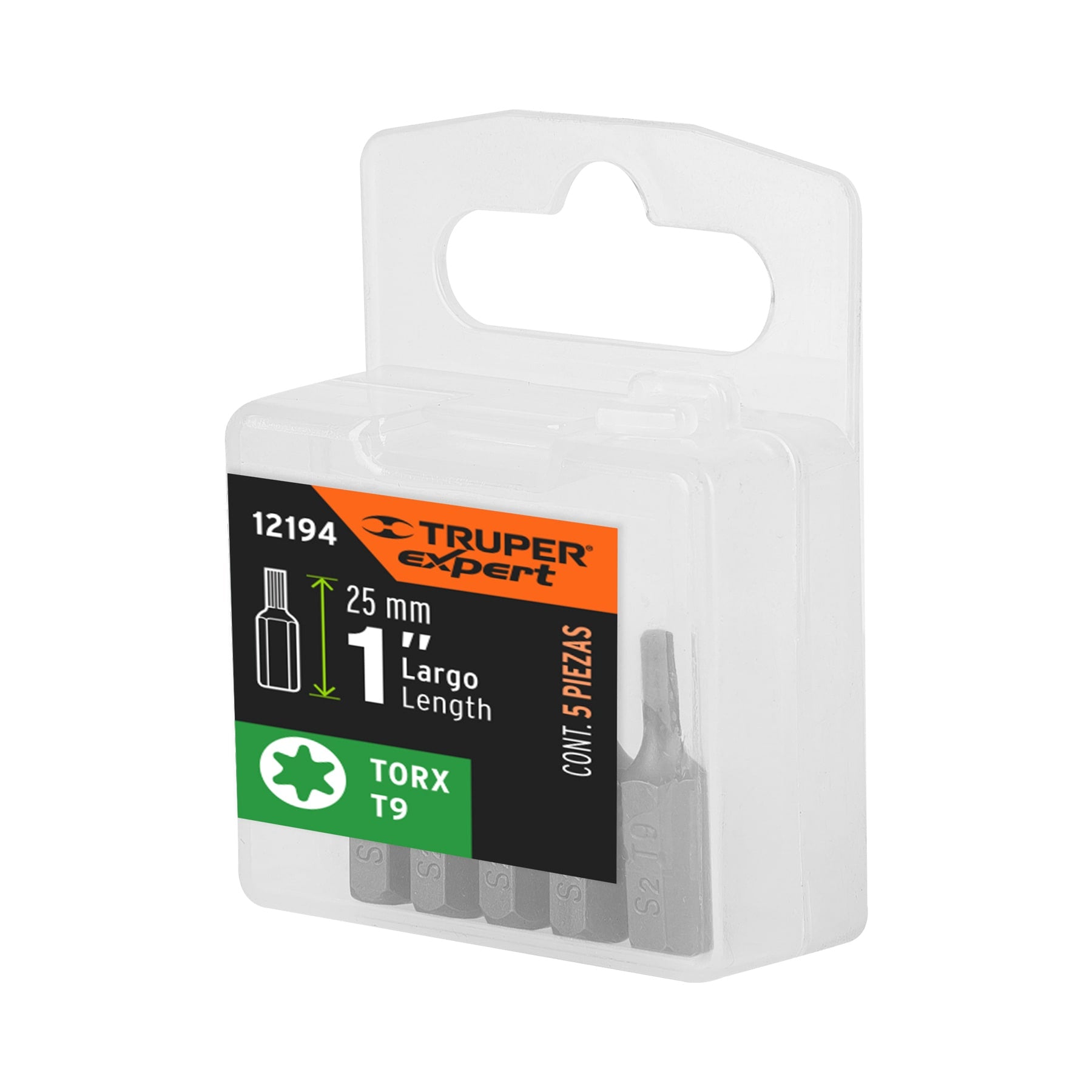 Puntas para desarmador Torx T9, 1", 5 piezas