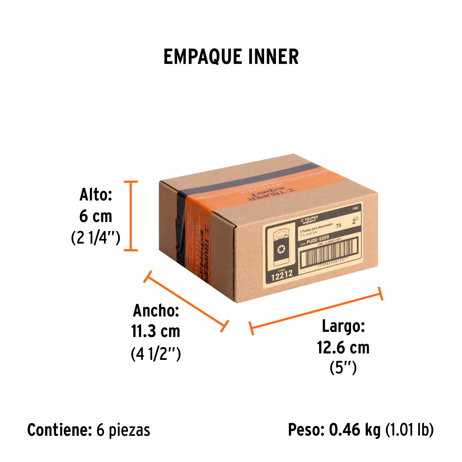 Puntas para desarmador Torx T9, 2", 5 piezas