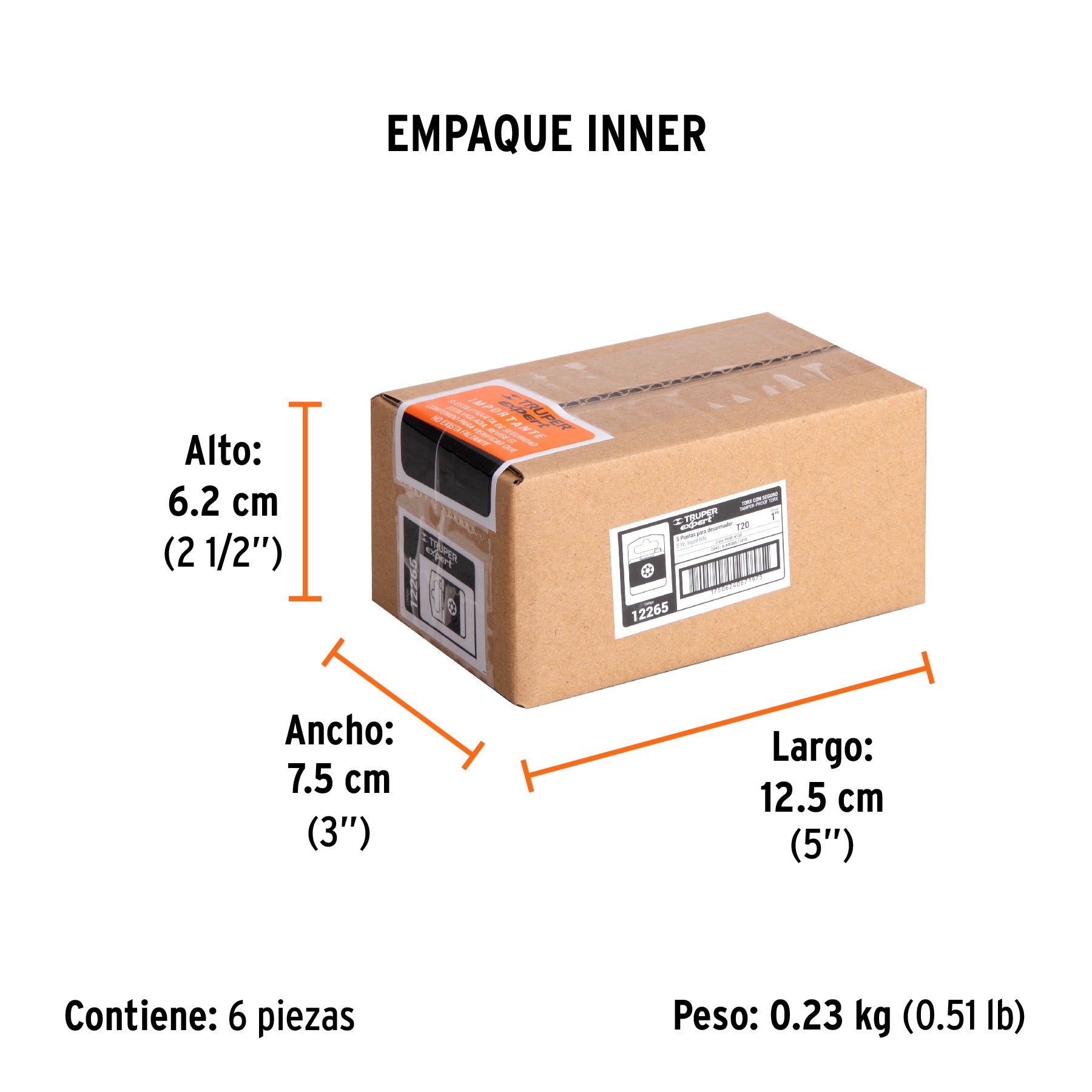 Puntas para desarmador Torx seg T20, 1", 5 piezas