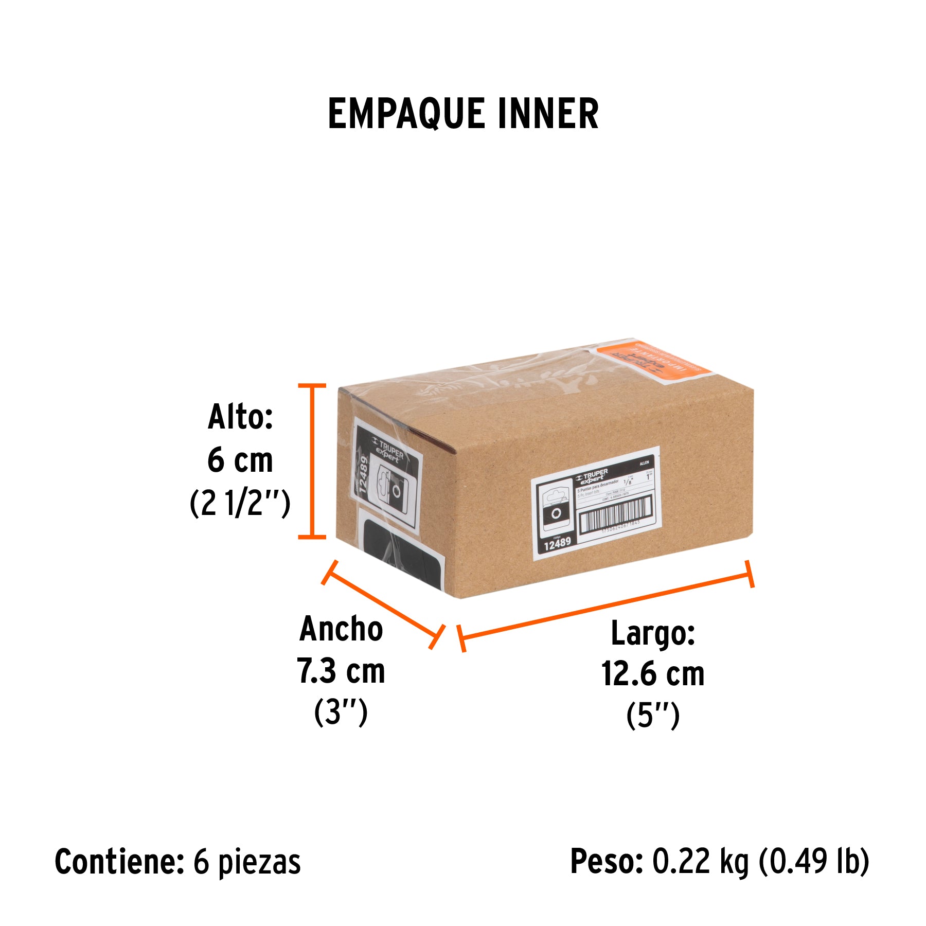 Puntas para desarmador hexagonales 1/8, 1", 5 piezas