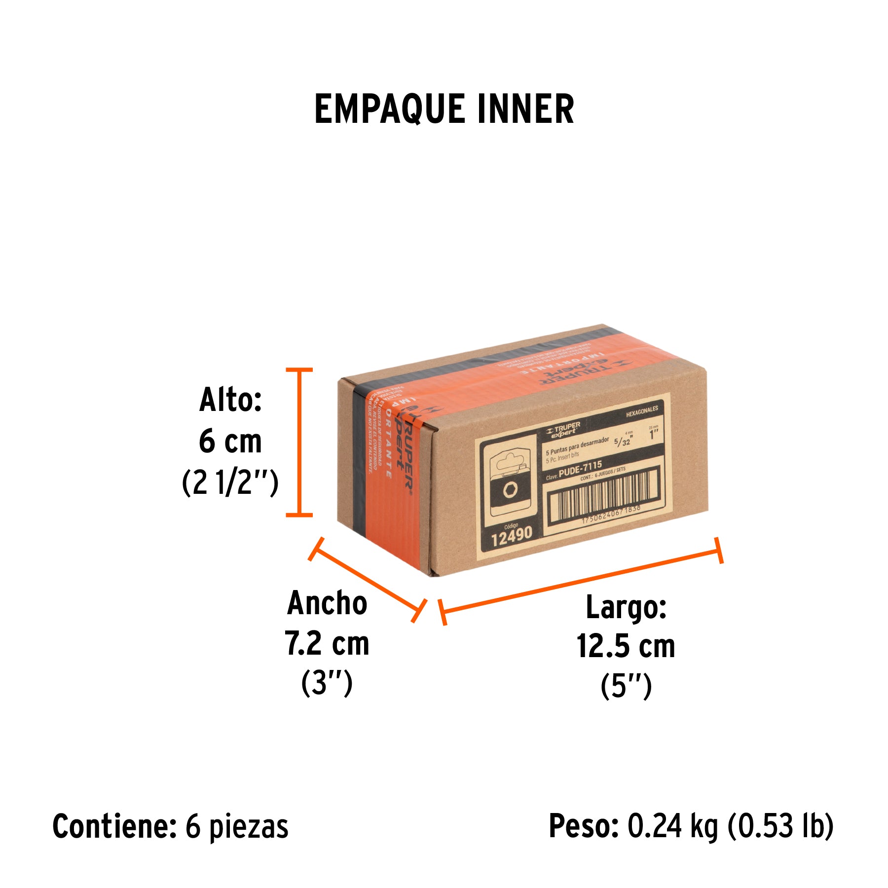 Puntas para desarmador hexagonales 5/32, 1", 5 piezas