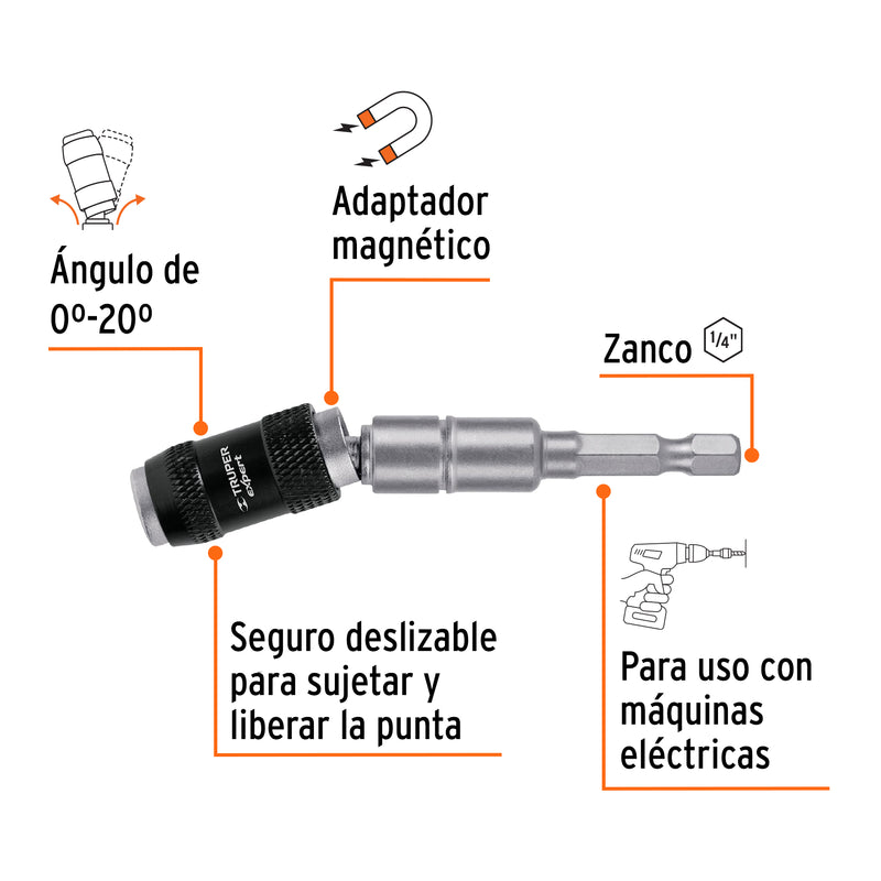 Adaptador articulado p/puntas, cambio rápido, 120 mm,Expert