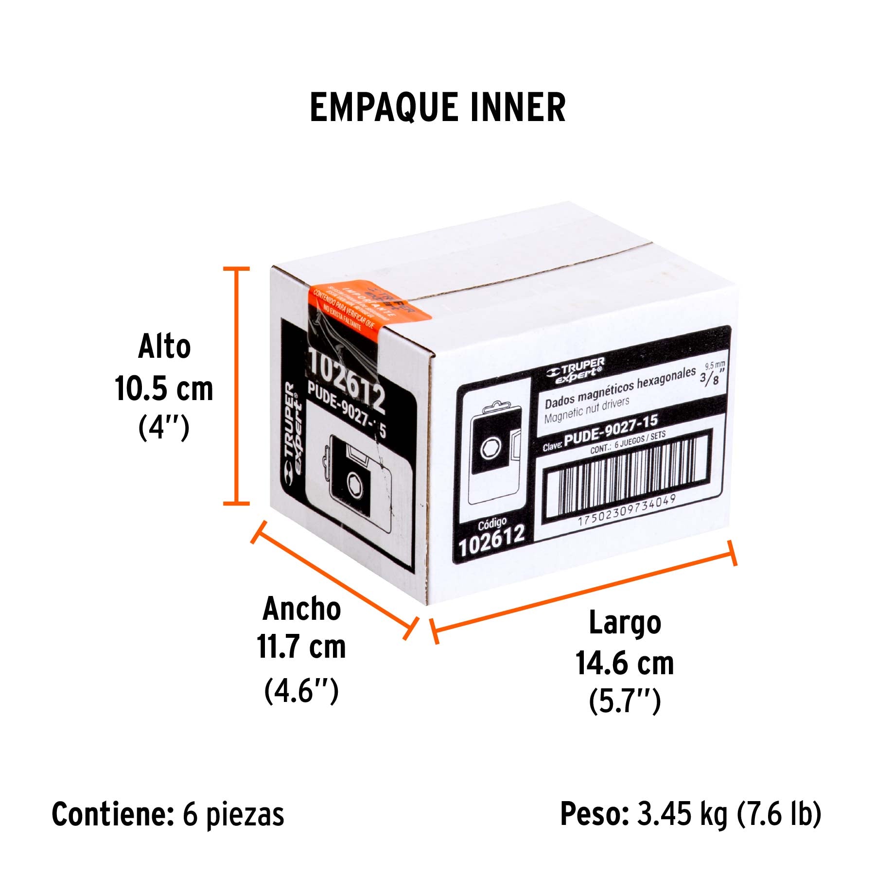 Estuche con 15 dados magnéticos de 3/8' largo 2', Expert