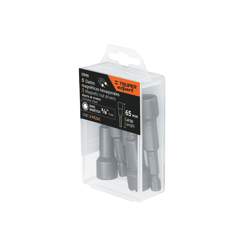 Juego dados magnéticos, 3/8", 5 piezas, Truper Expert