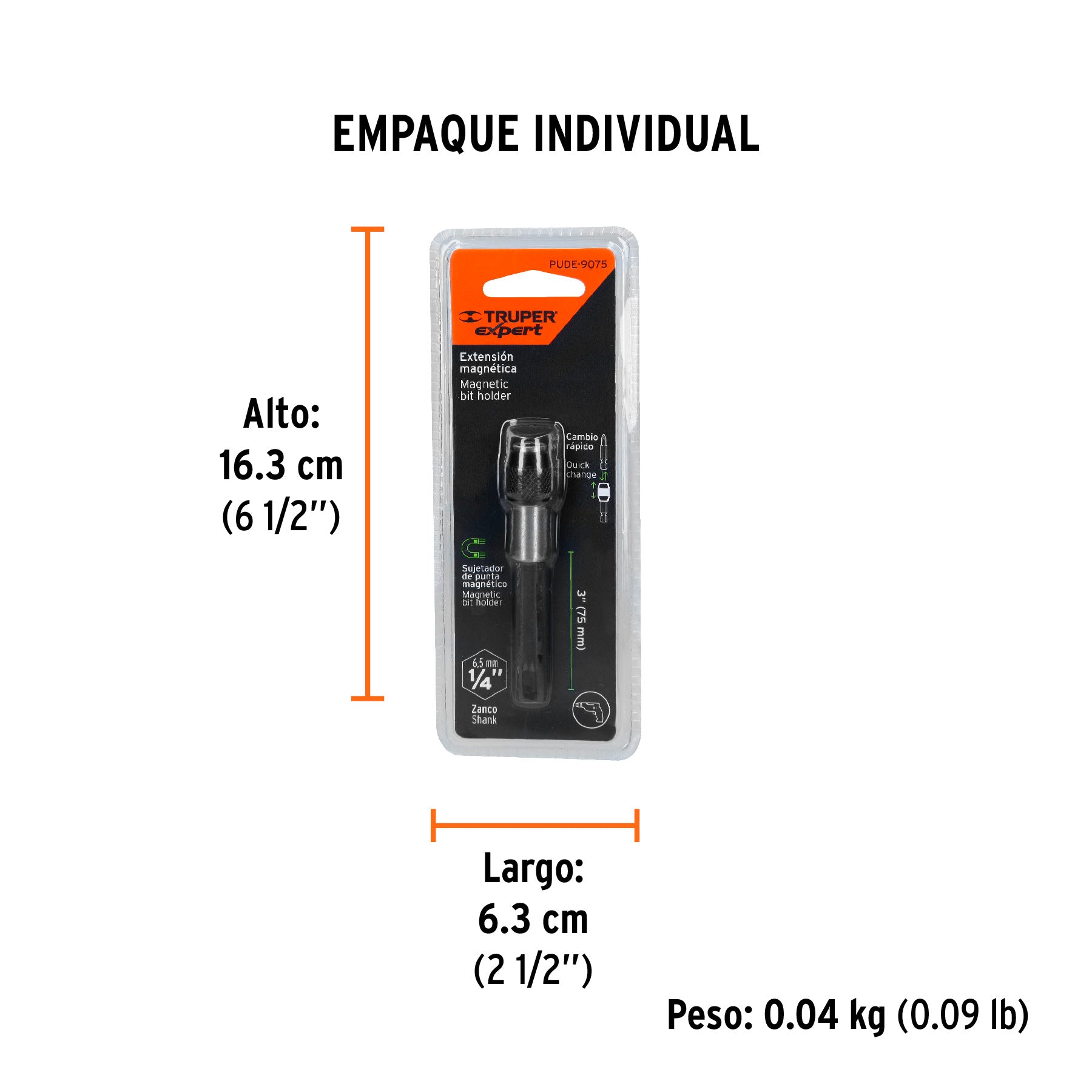 Extensión magnética de poder, 75 mm,Truper Expert