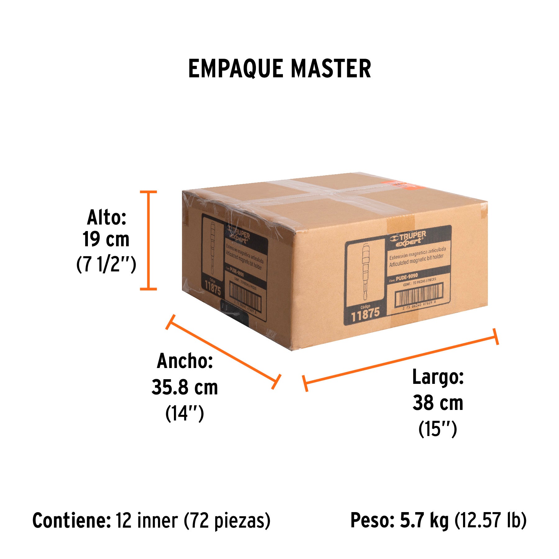 Extensión articulada de poder, 90 mm, Truper Expert