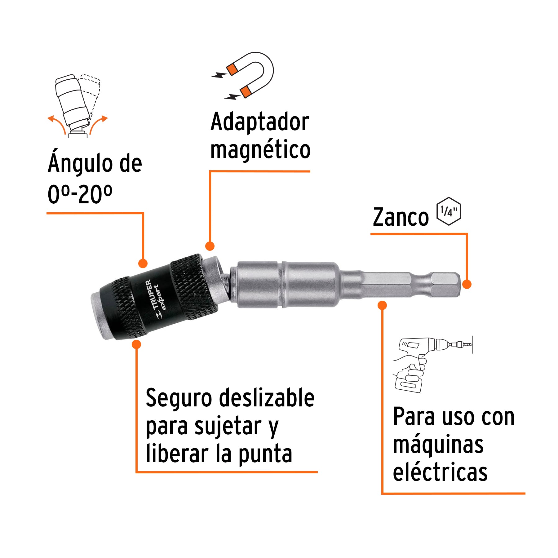 Extensión articulada de poder, 90 mm, Truper Expert