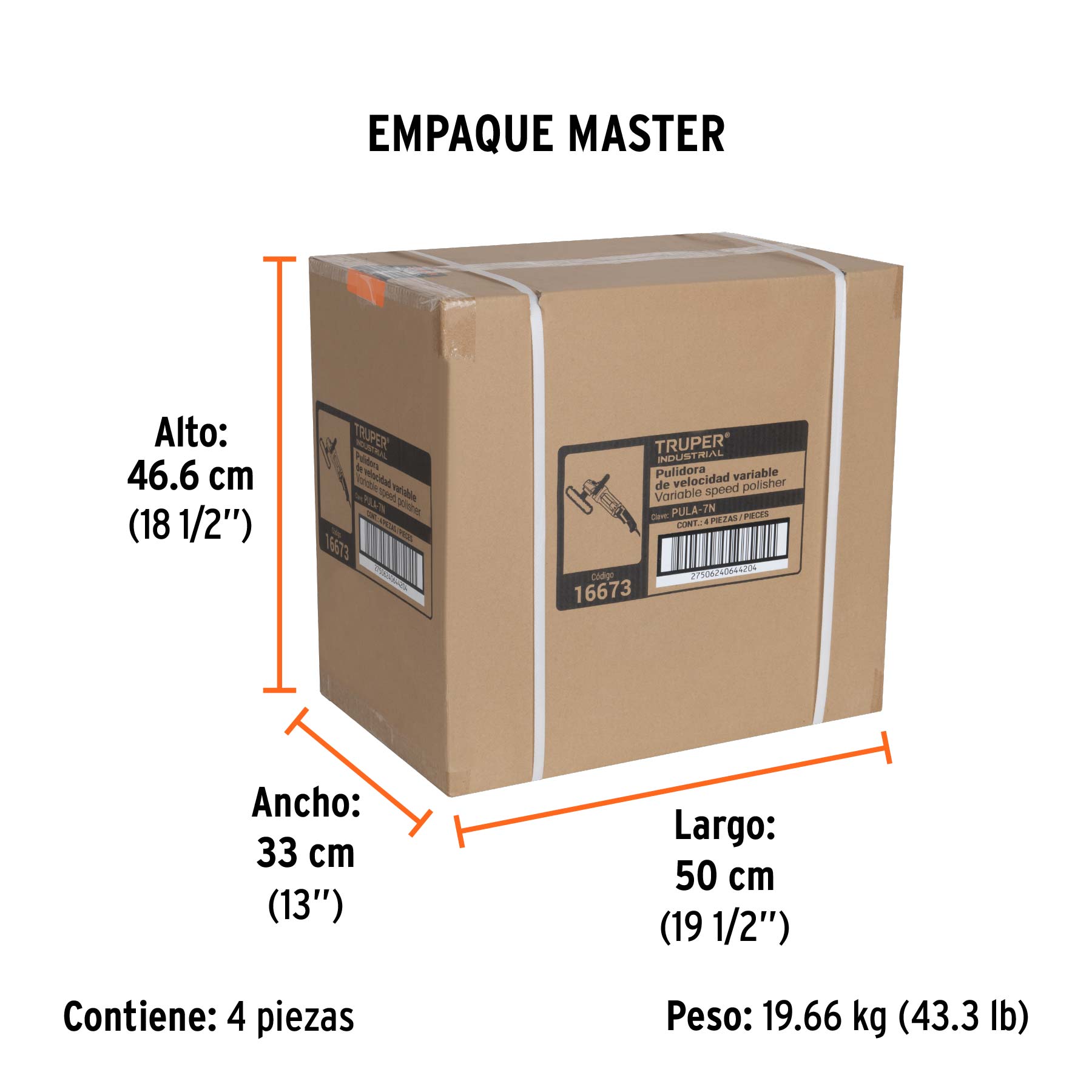 Pulidora industrial para autos, 7", 1,200 W