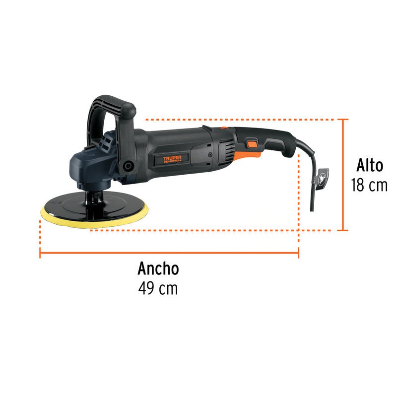 Pulidora rotativa 7", 1200W, TRUPER INDUSTRIAL