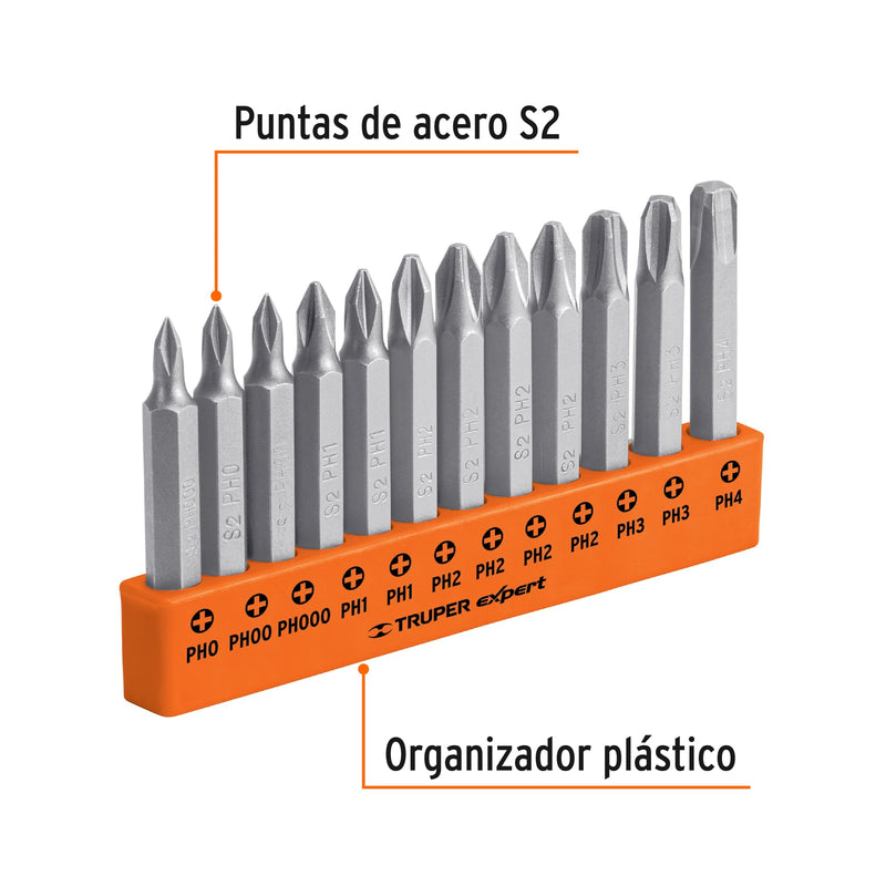 Juego de 12 puntas de cruz largo 2', Truper Expert