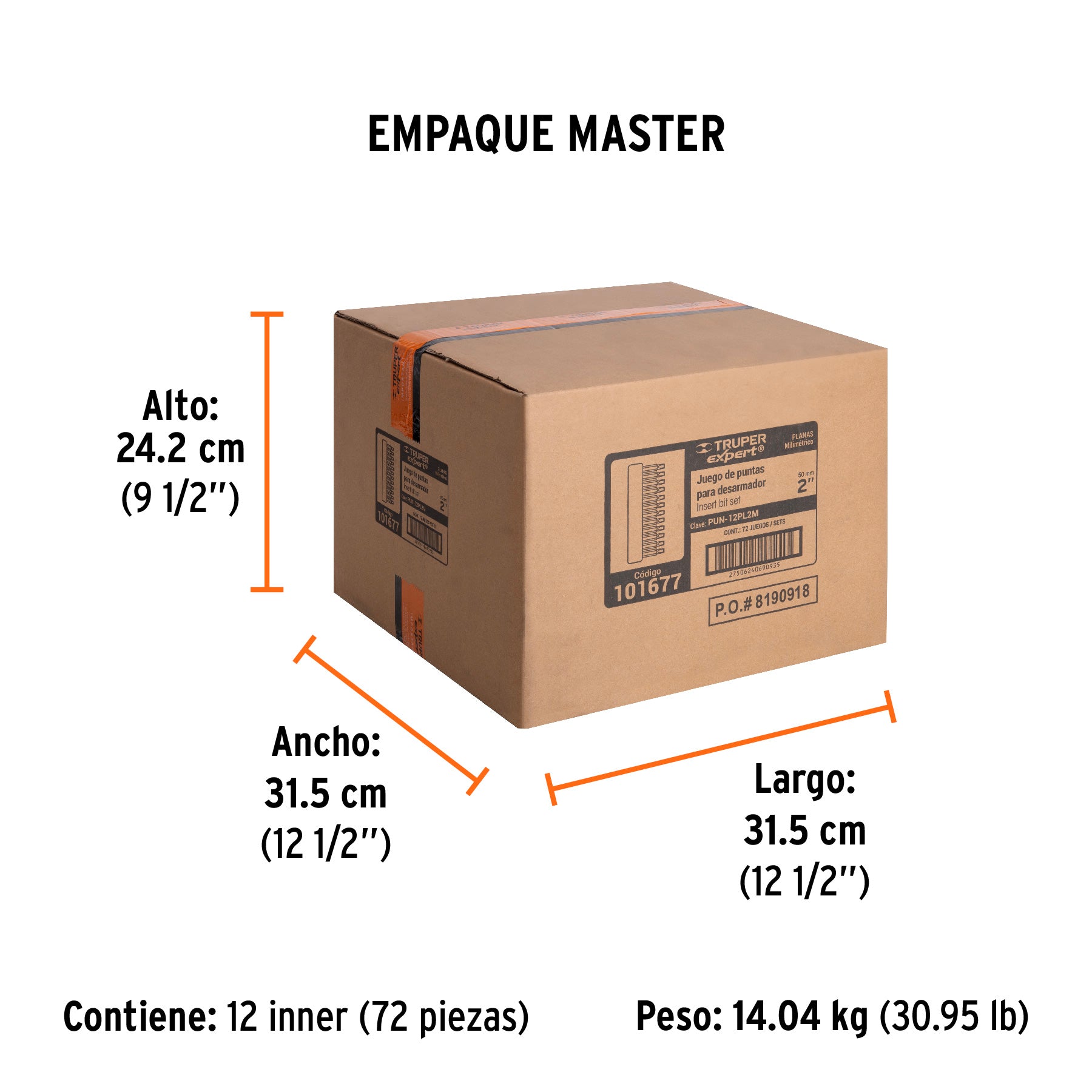 Juego de 12 puntas planas mm combinadas largo 2", EXPERT