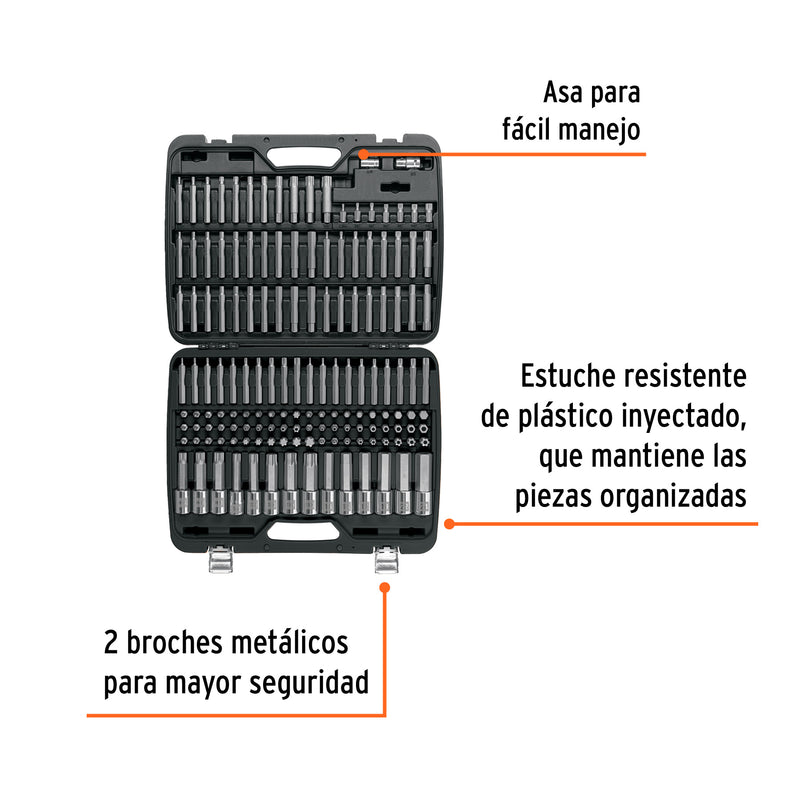 Jgo profesional de puntas y dados con punta p/mécanica 150pz