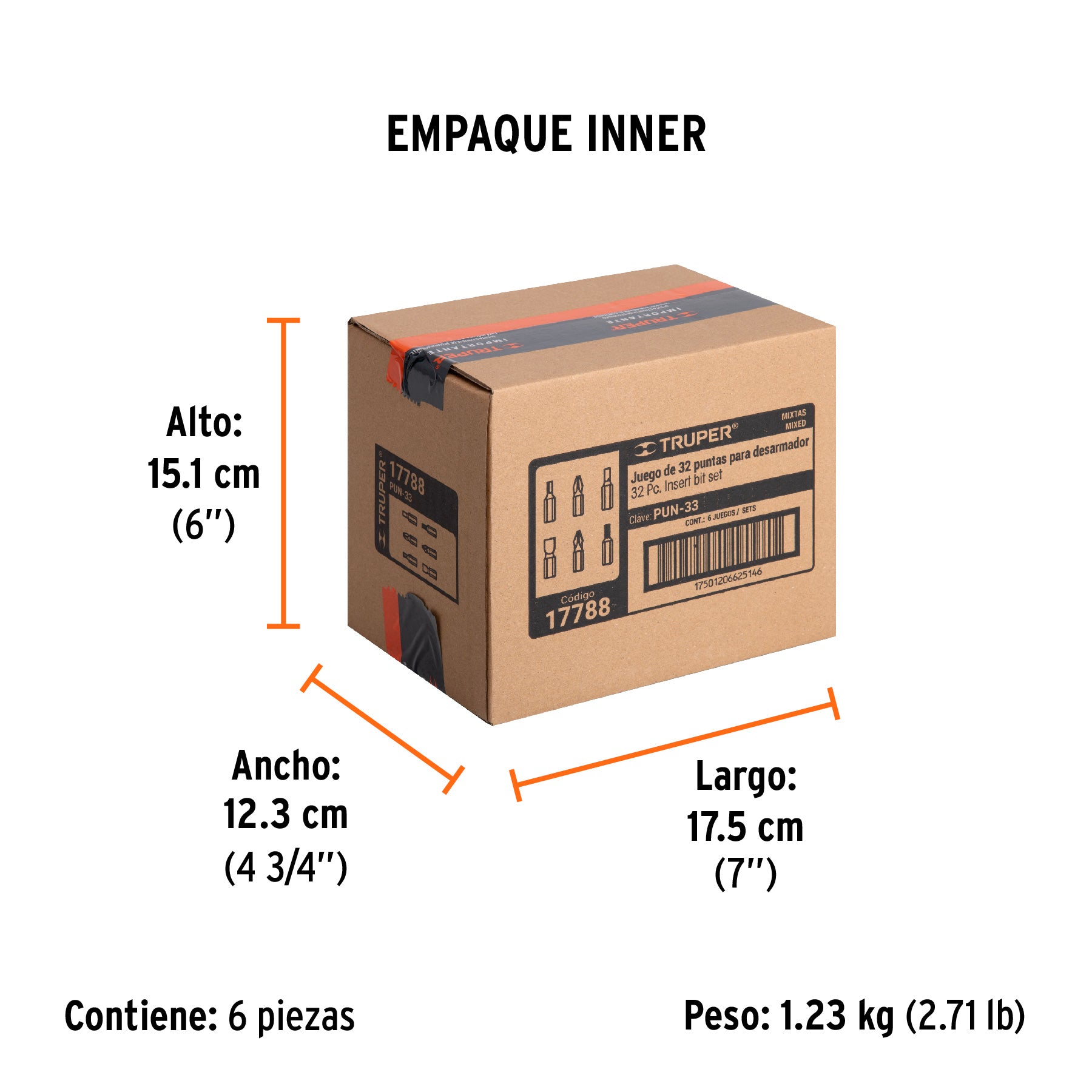 Juego 33 puntas combinadas, largo 1", organizador
