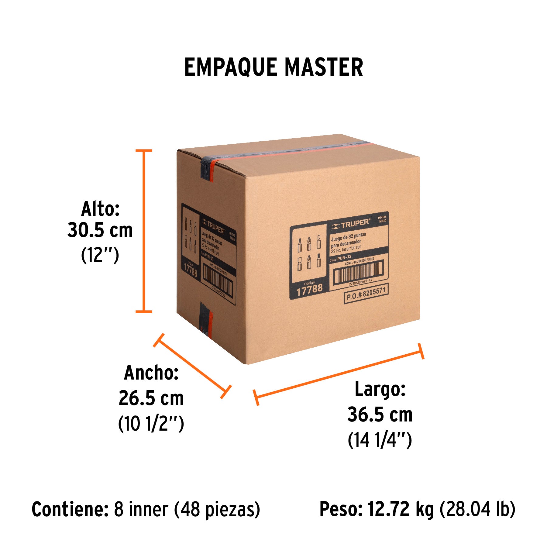 Juego 33 puntas combinadas, largo 1", organizador