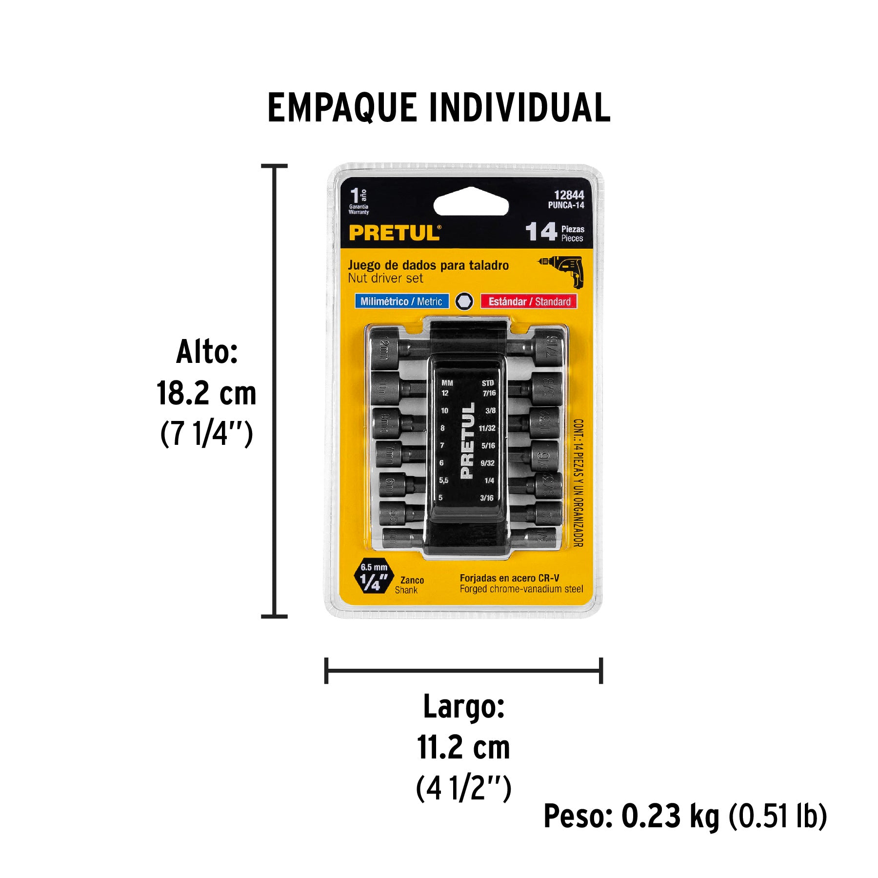 Puntas de caja, intercambiables, 14 piezas en blister 