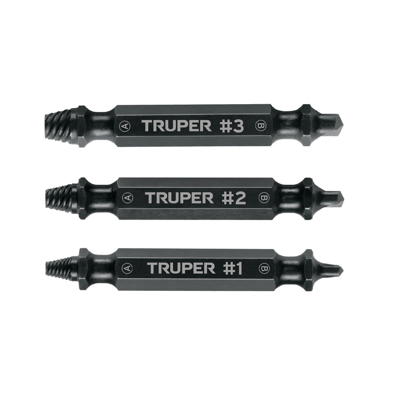 Blíster con 3 puntas extractoras de tornillos, TRUPER