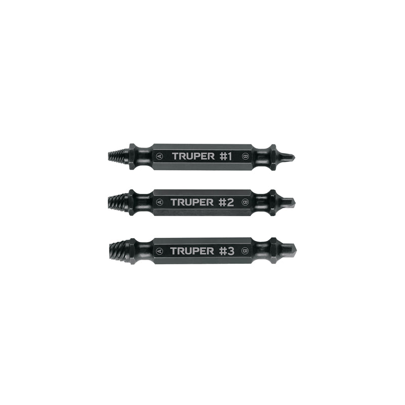Blíster con 3 puntas extractoras de tornillos, Truper