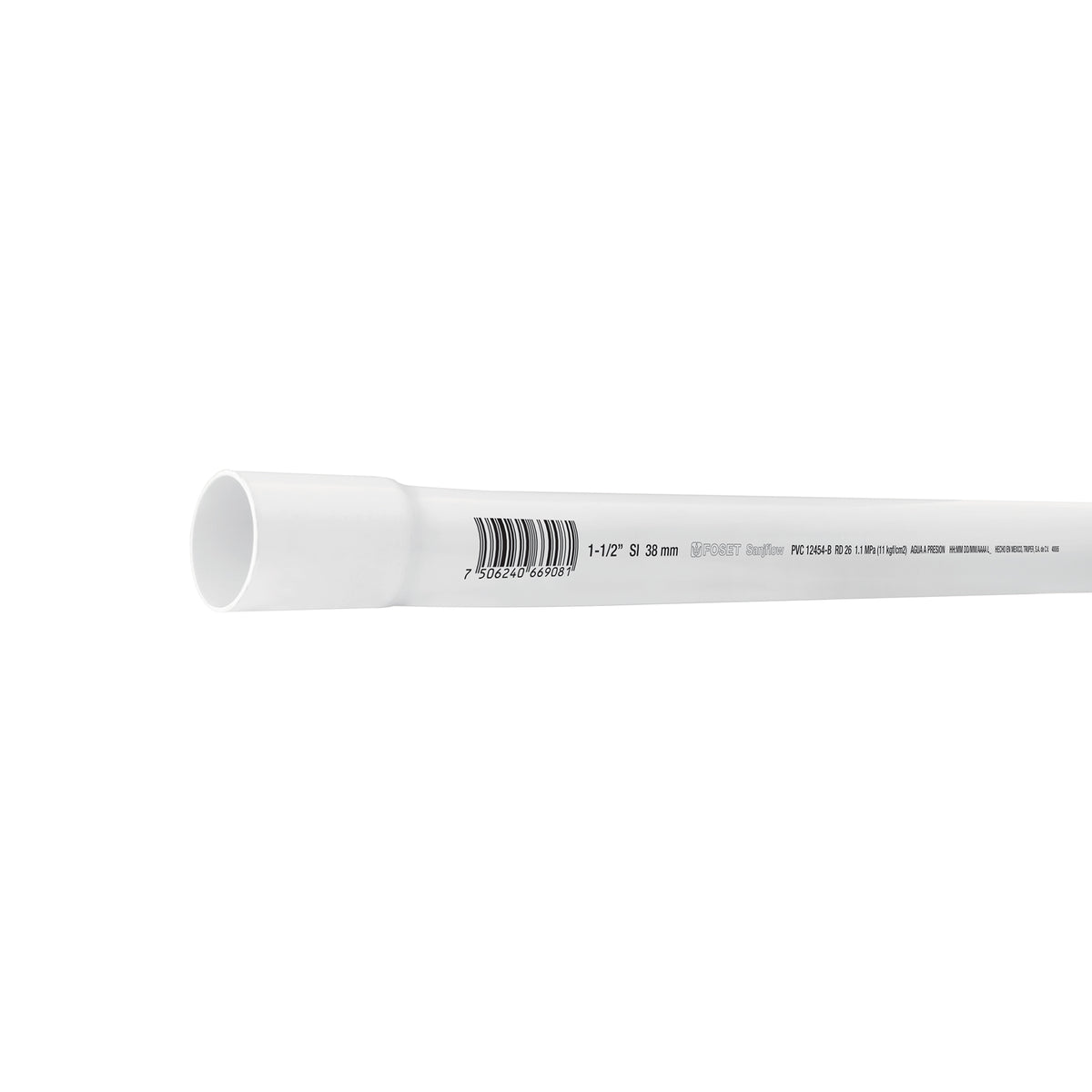Tubo hidráulico PVC, 1-1/2", RD 26, 3 metros