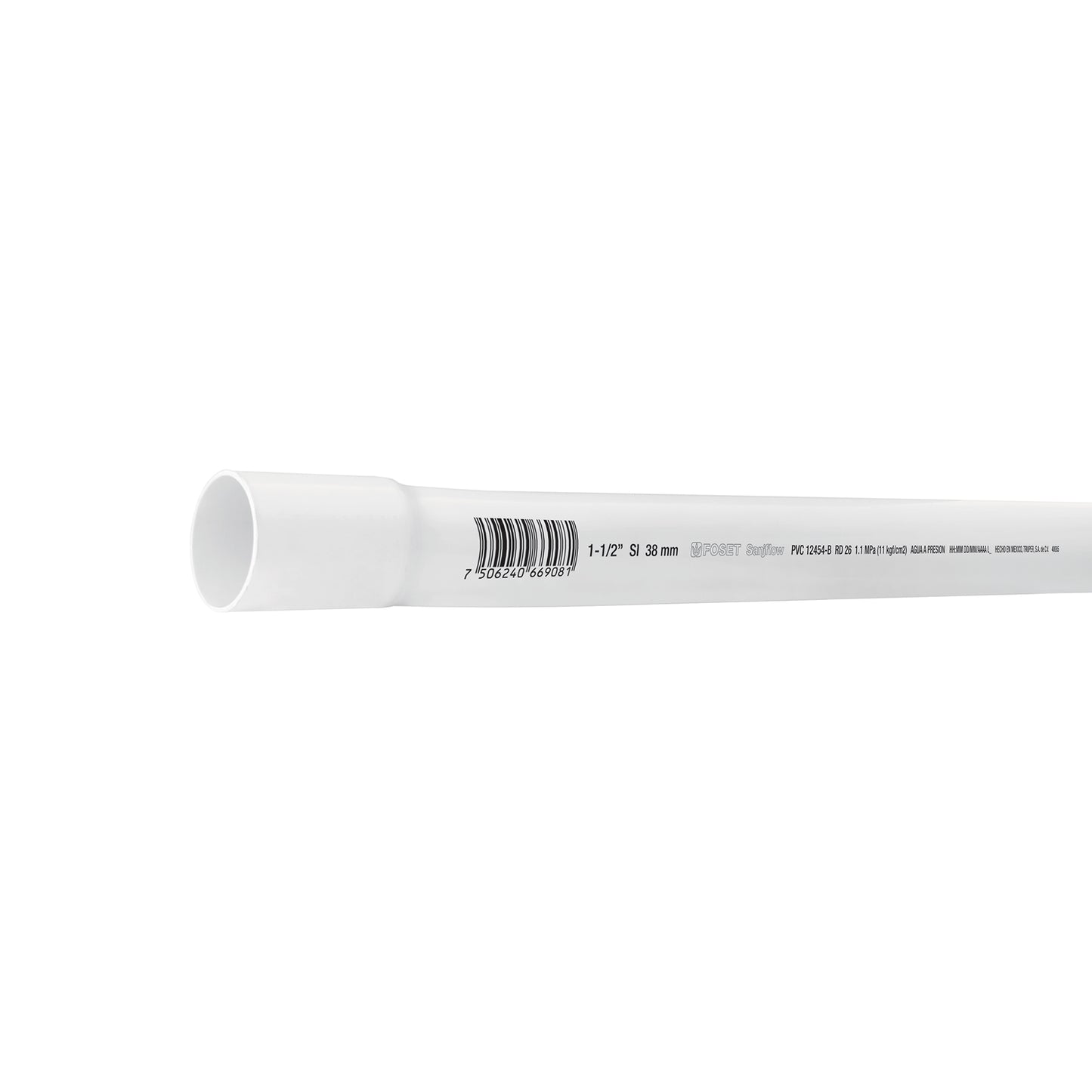 Tubo hidráulico PVC, 1-1/2", RD 26, 3 metros