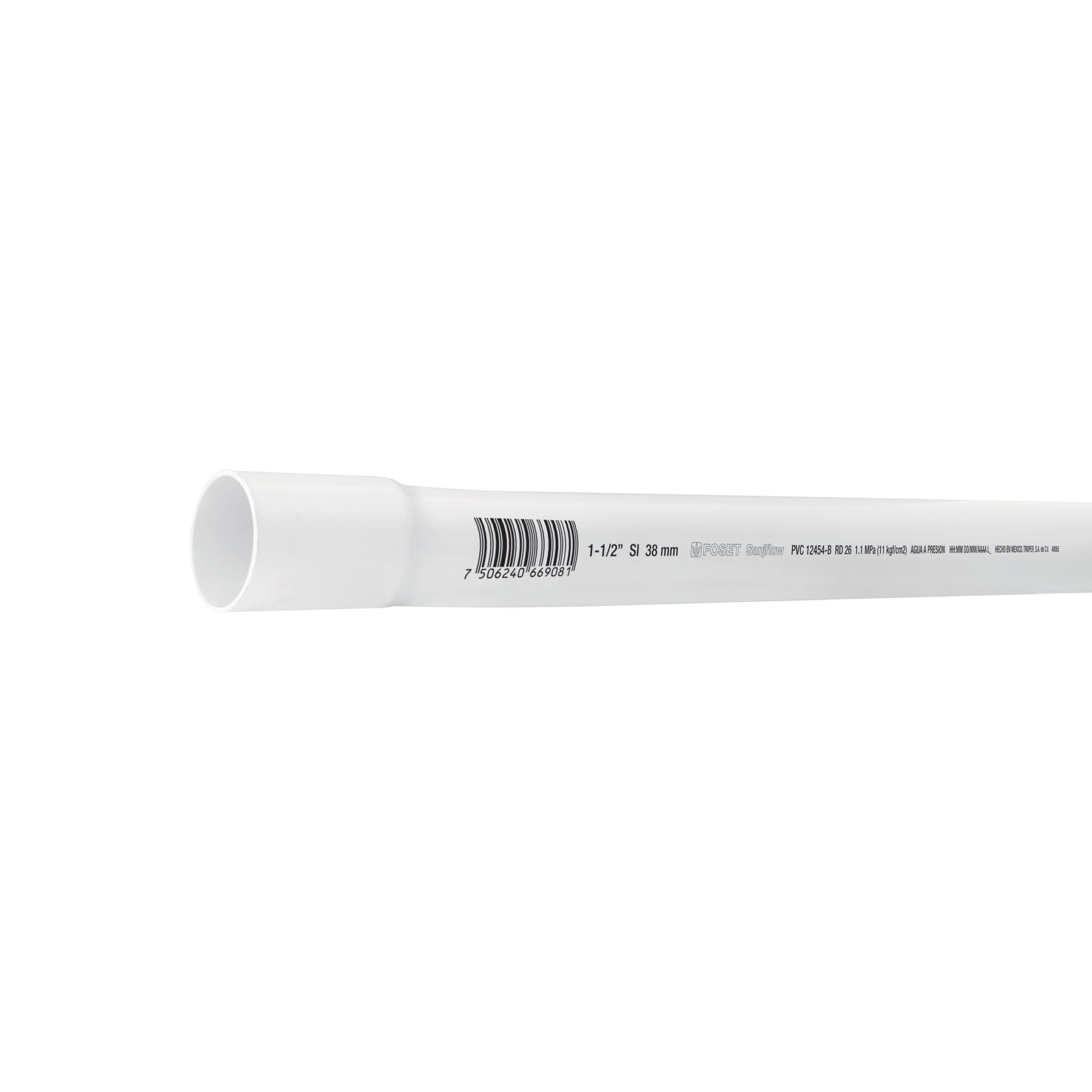 Tubo hidráulico PVC, 1-1/2", RD 26, 3 metros
