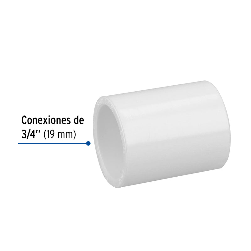 Cople de PVC, 3/4"