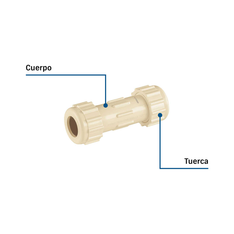 Cople de compresión PVC de 1/2', FOSET