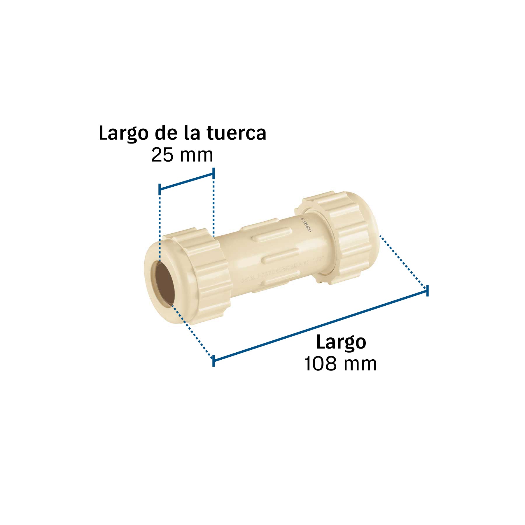 Cople de compresión PVC de 1/2', FOSET