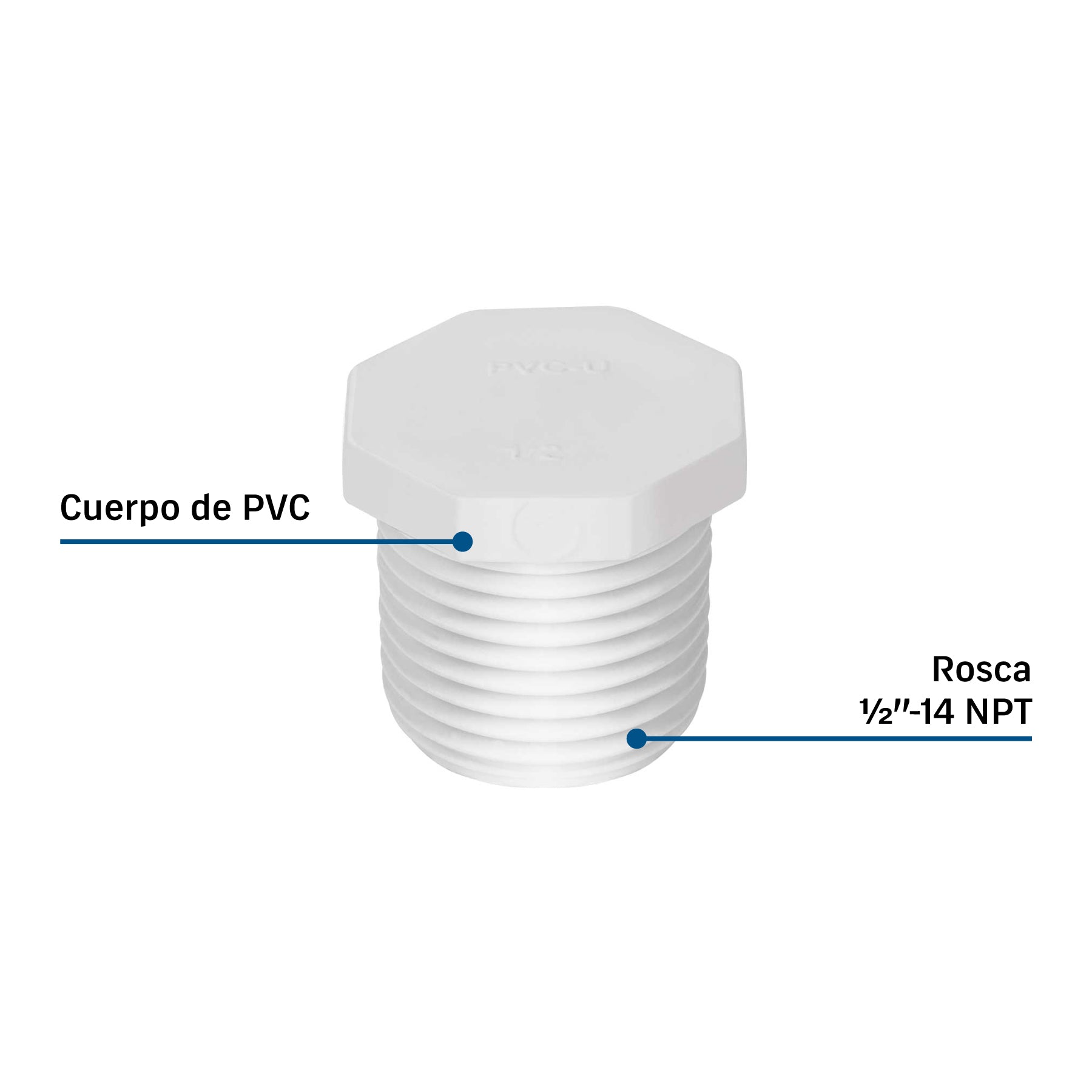 Tapón macho de PVC 1/2', FOSET