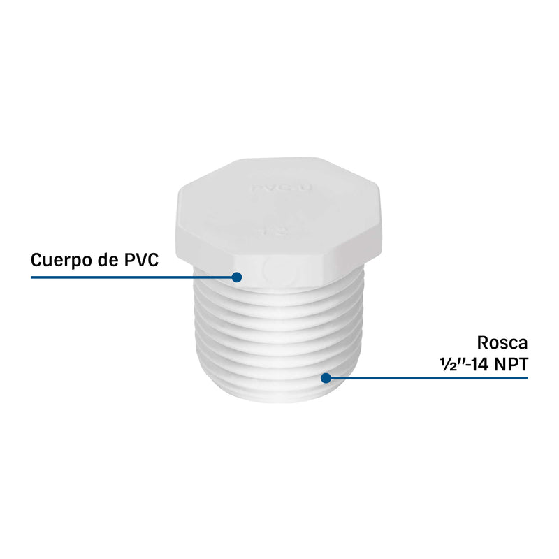 Tapón macho de PVC 1/2', FOSET
