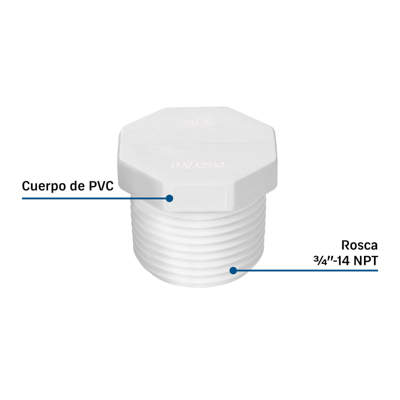 Tapón macho de PVC 3/4', FOSET