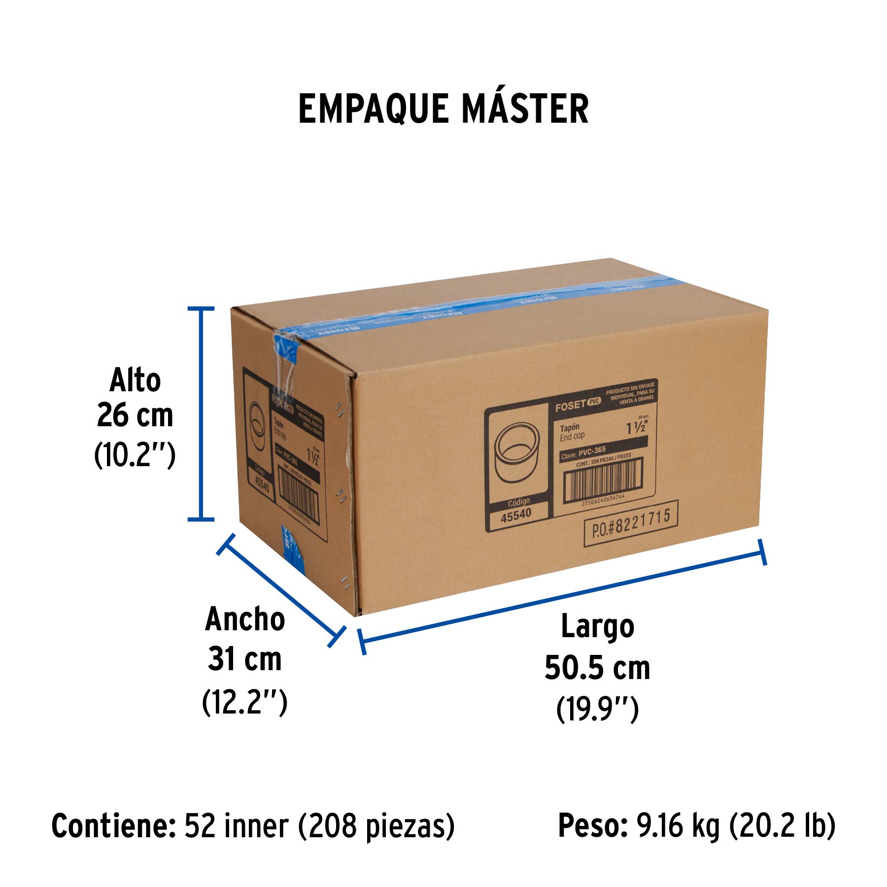 Tapón de PVC, 1-1/2"