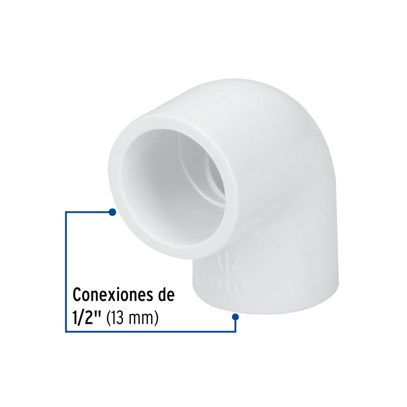 Codo 90° de PVC, 1/2"